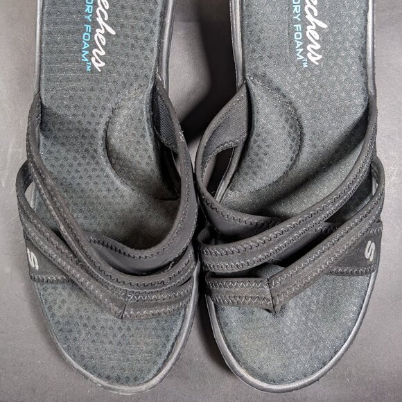 Sketchers Memory Foam Wedge Sandals Sz 10 - Picture 1 of 4